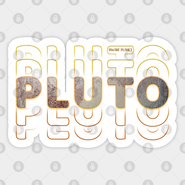 Typograph Planet Pluto: The Small World Sticker by Da Vinci Feather